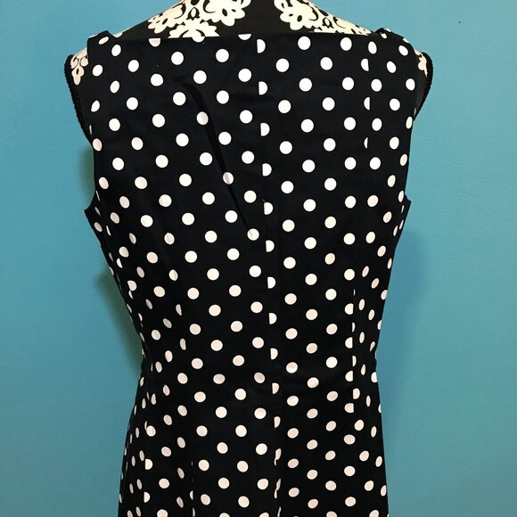 Ralph Lauren Polka Dot Woman's Dress EUC Rockabilly Size 12 Black & White Retro - Picture 11 of 16